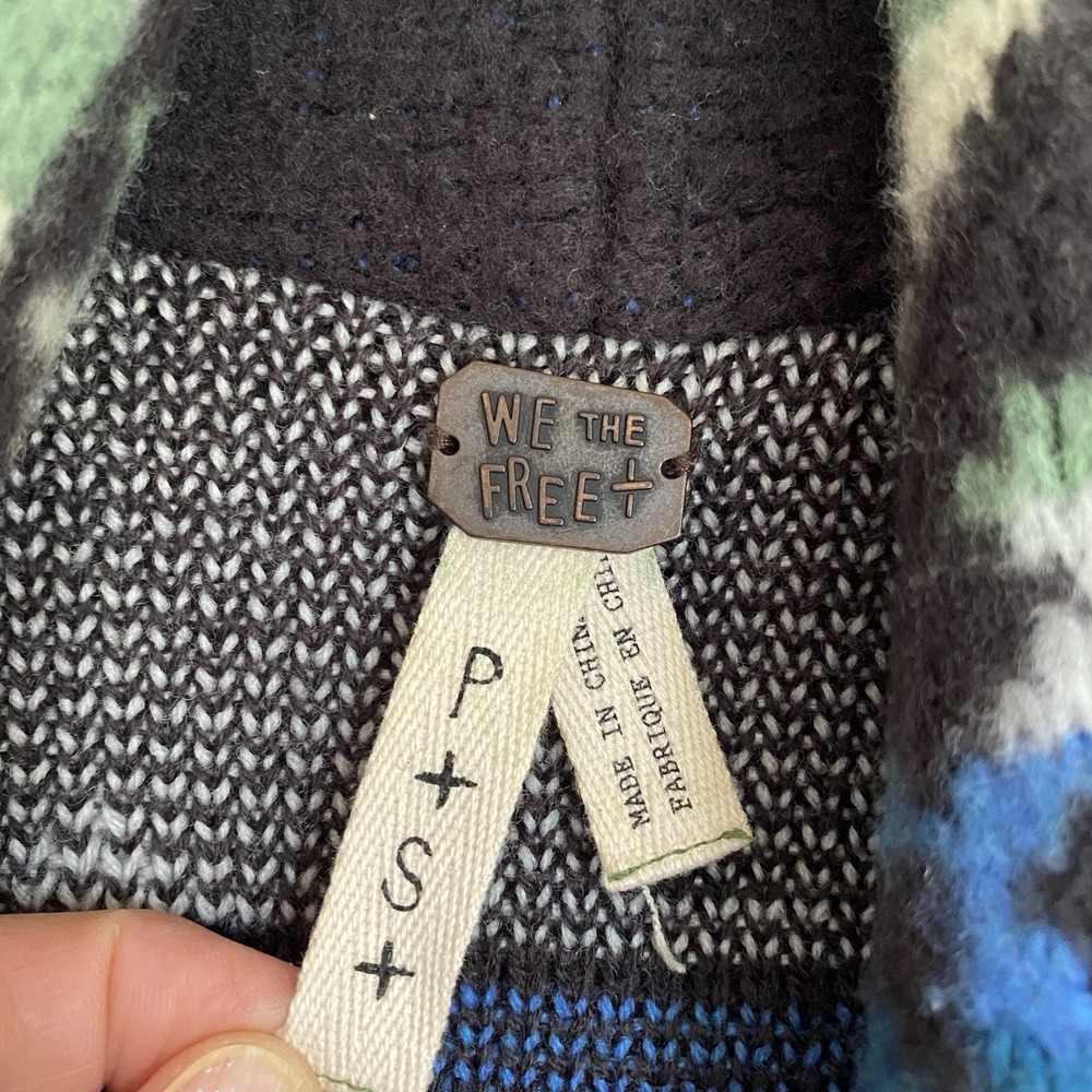 Free People Cardigan Size S Aztec Geometric Wool Boho Southwestern Coatigan - Picture 9 of 10